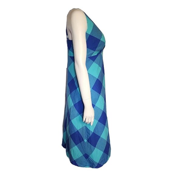 Isaac Mizrahi for Target Dress Womens Size 6 Blue Plaid V Neck Sleeveless Zip - Picture 4 of 8
